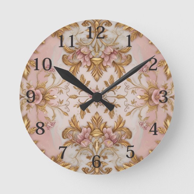 Vintage Floral  Round Clock (Front)