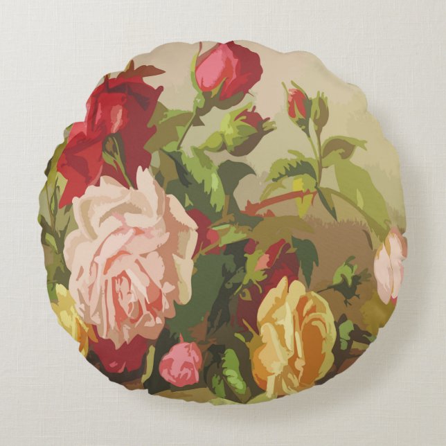 Vintage Floral Round Cushion (Front)