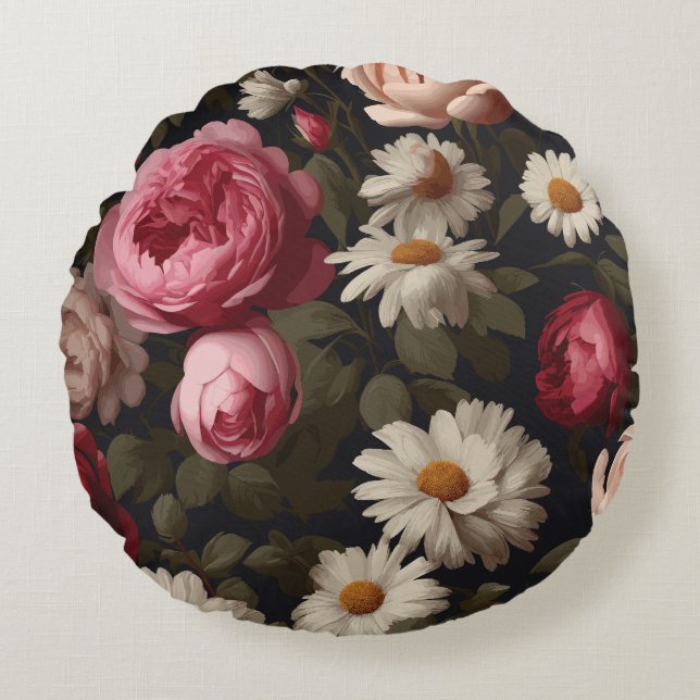 Vintage Floral Round Cushion (Front)