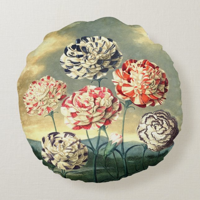 Vintage Floral Round Pillow (Back)