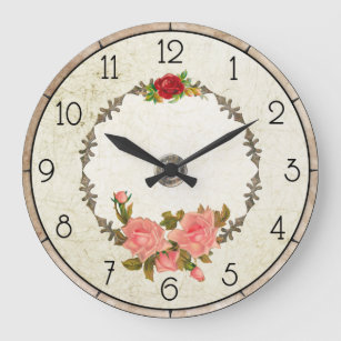 Vintage Floral Round Wall Clock
