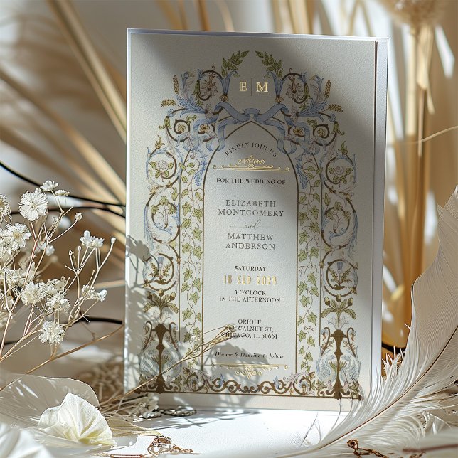 Vintage Floral Royal Victorian Wedding Invitation (Creator Uploaded)