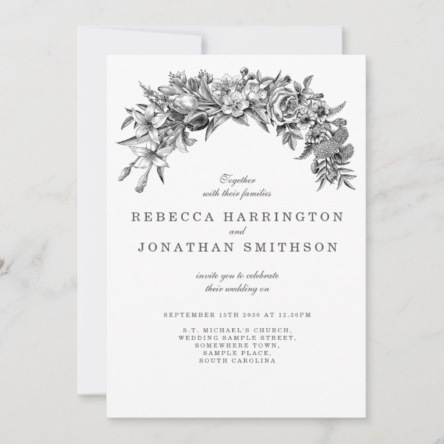 Vintage Floral RSVP Wedding Invitation (Front)