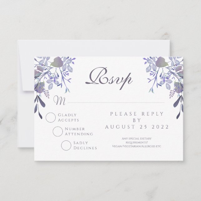 Vintage Floral RSVP Wedding Response Card (Front)
