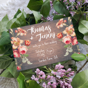 Vintage Floral Rustic Farm Barn Wedding Invitation