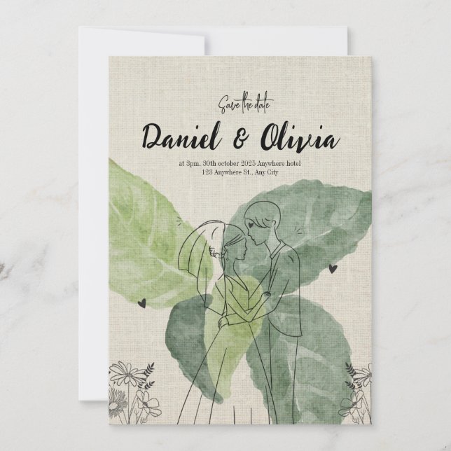 Vintage Floral Rustic Save The Date Invitation (Front)