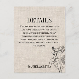 Vintage Floral Rustic Wedding  Enclosure Card