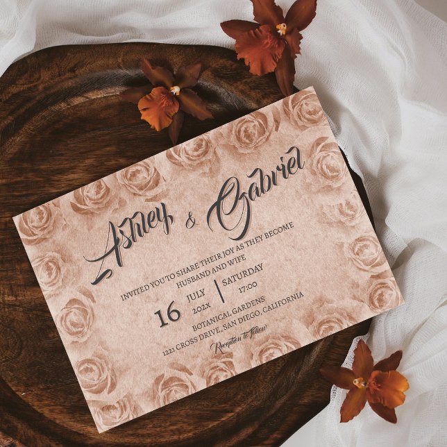 Vintage Floral Rustic Wedding Invitation (Vintage Floral Rustic Wedding Invitation)