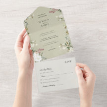 Vintage Floral Sage Green Velvet Wedding