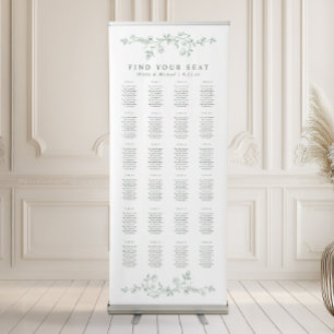 Vintage Floral Sage Green Wedding Seating Chart Retractable Banner