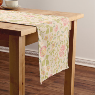 Vintage Floral Sage & Pink Short Table Runner
