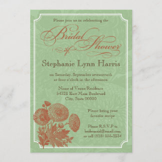 Vintage Floral (Sage & Pumpkin) Invitation