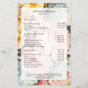 Vintage Floral Salon Price List Flyer