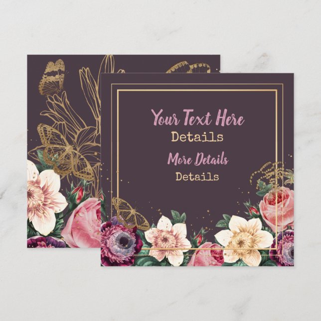 Vintage Floral Save The Date (Front/Back)