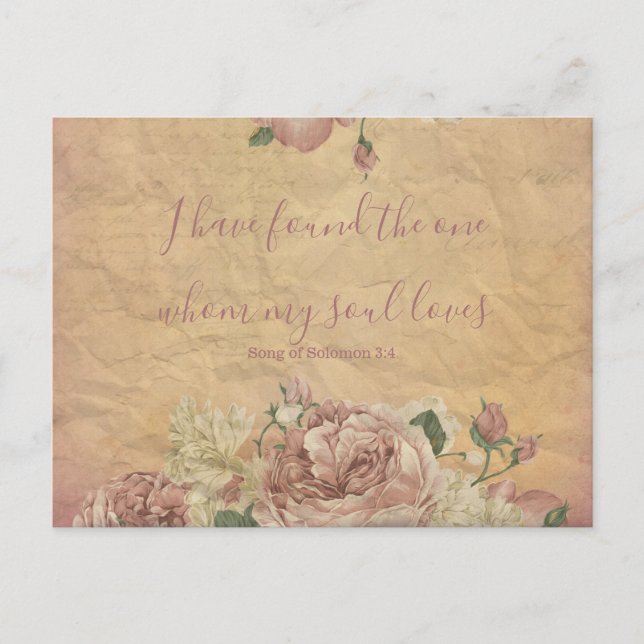 Vintage Floral Save the Date Announcement Postcard (Front)
