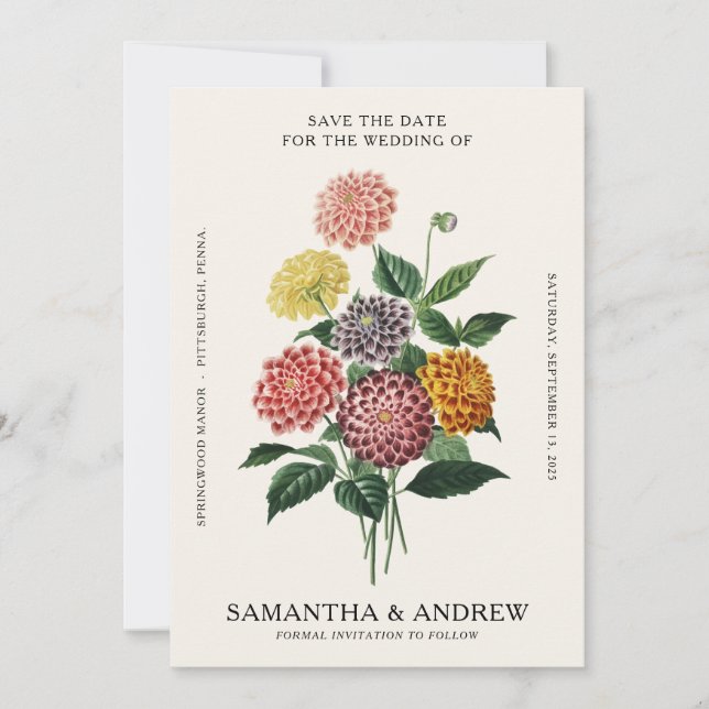 Vintage Floral Save The Date Invitation (Front)