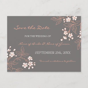 Vintage Floral Save the Date Wedding Postcards