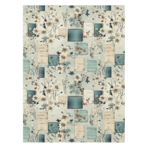 Vintage Floral Scrapbook Pattern (2) Tablecloth