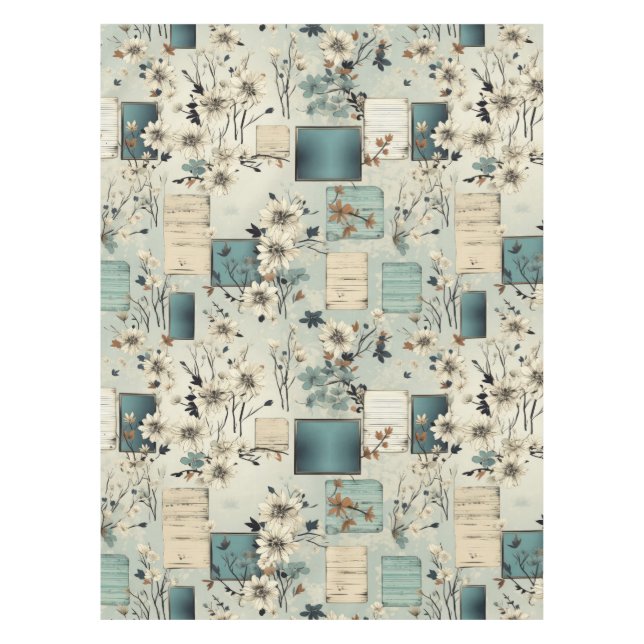 Vintage Floral Scrapbook Pattern (2) Tablecloth (Front)