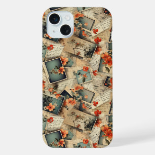 Vintage Floral Scrapbook Pattern iPhone 15 Plus Case