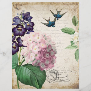 Vintage Floral Scrapbooking Paper Sheet