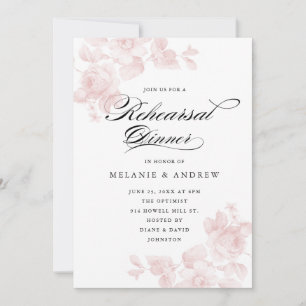 Vintage Floral Script Classic   Rehearsal Dinner Invitation