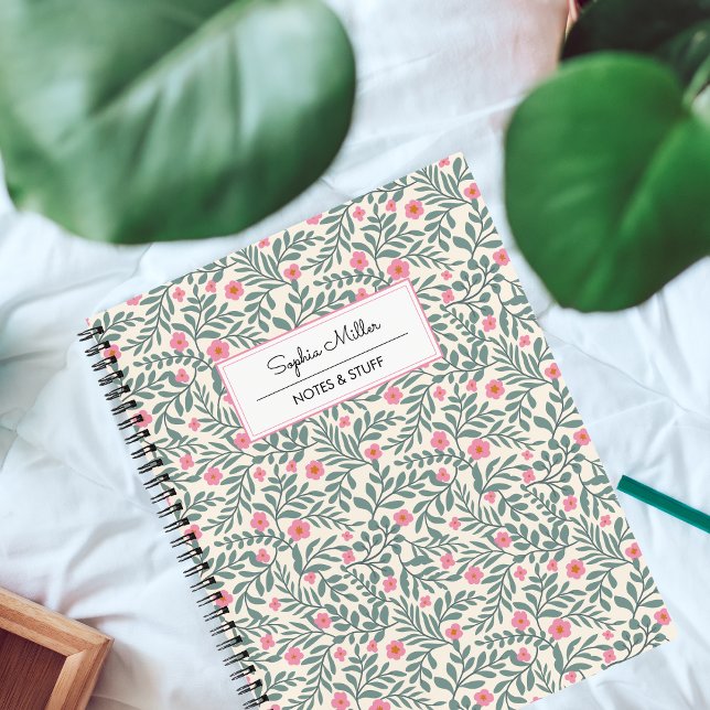 Vintage Floral Script Name Monogram  Notebook (Creator Uploaded)