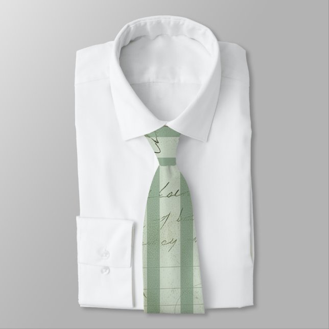 Vintage Floral Script Stripe Tie (Tied)