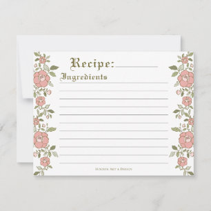 Vintage Floral Scroll Recipe Card