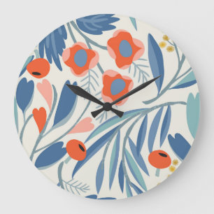 Vintage floral seamless, botanical background. large clock