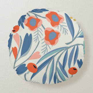 Vintage floral seamless, botanical background. round cushion