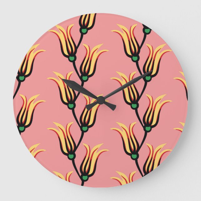 Vintage Floral Seamless Flower Pattern Large Clock (Front)