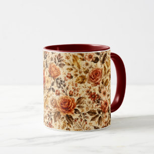 Vintage Floral Seamless Maroon Aesthetic Coffee Mu Mug