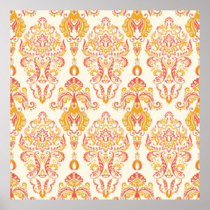 Vintage floral seamless patten. Classic Baroque wa Poster