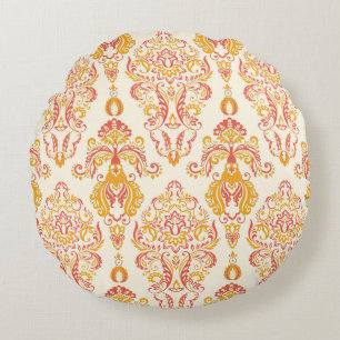 Vintage floral seamless patten. Classic Baroque wa Round Cushion