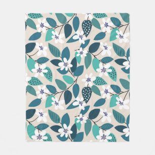 Vintage floral seamless pattern. Beautiful white f Fleece Blanket