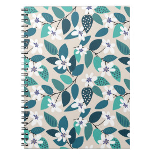Vintage floral seamless pattern. Beautiful white f Notebook