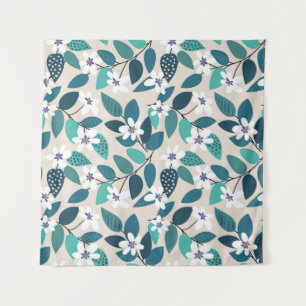 Vintage floral seamless pattern. Beautiful white f Tapestry