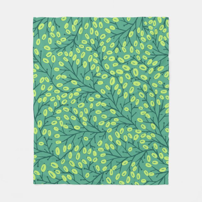 Vintage Floral Seamless Pattern Fleece Blanket (Front)