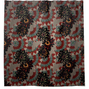Vintage floral seamless pattern. Red, beige and g Shower Curtain