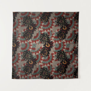 Vintage floral seamless pattern. Red, beige and g Tapestry