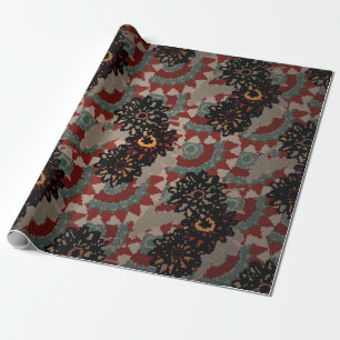 Vintage floral seamless pattern. Red,  beige and g Wrapping Paper