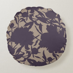 Vintage floral seamless pattern. Silhouettes made Round Cushion