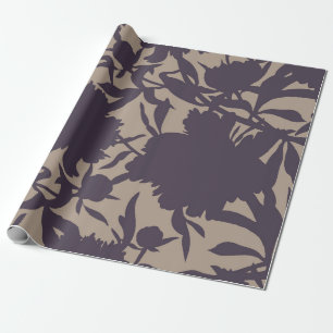 Vintage floral seamless pattern. Silhouettes made Wrapping Paper