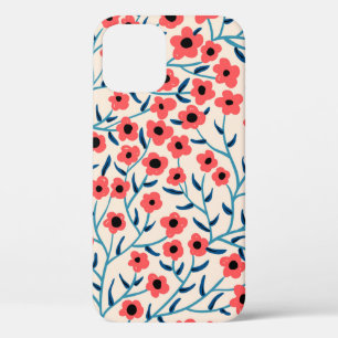 vintage floral seamless pattern with abstract bloo iPhone 12 case