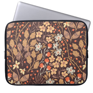 vintage floral seamless pattern with autumn leaves laptop sleeve