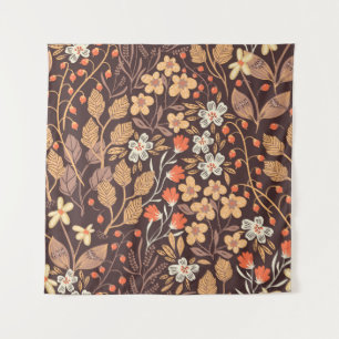 vintage floral seamless pattern with autumn leaves tapestry