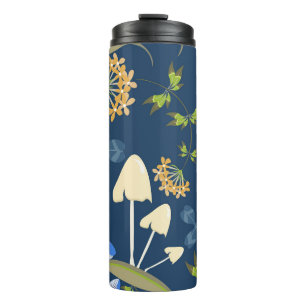 Vintage floral seamless pattern with flowers, lea thermal tumbler