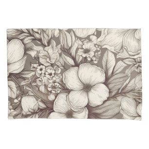 Vintage Floral Sepia Pattern (10) Pillowcase