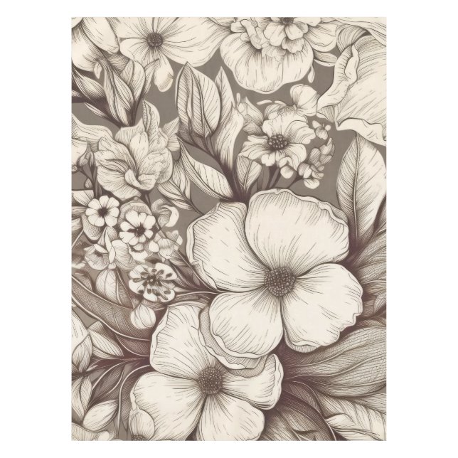 Vintage Floral Sepia Pattern (10) Tablecloth (Front)